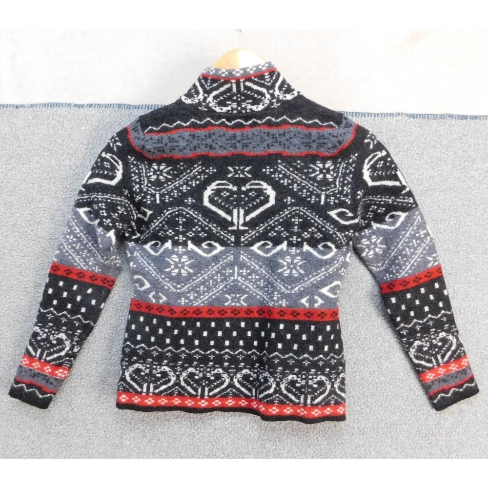 Icelandic Design Youth L Aztec Southwest Jacket Vintage Gray/Red Sweater
